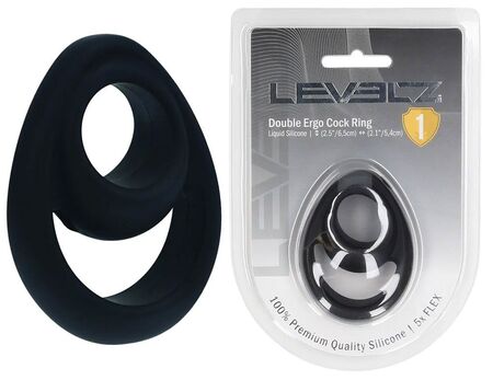 Черное эрекционное кольцо Double Ergo Silicone Cockring